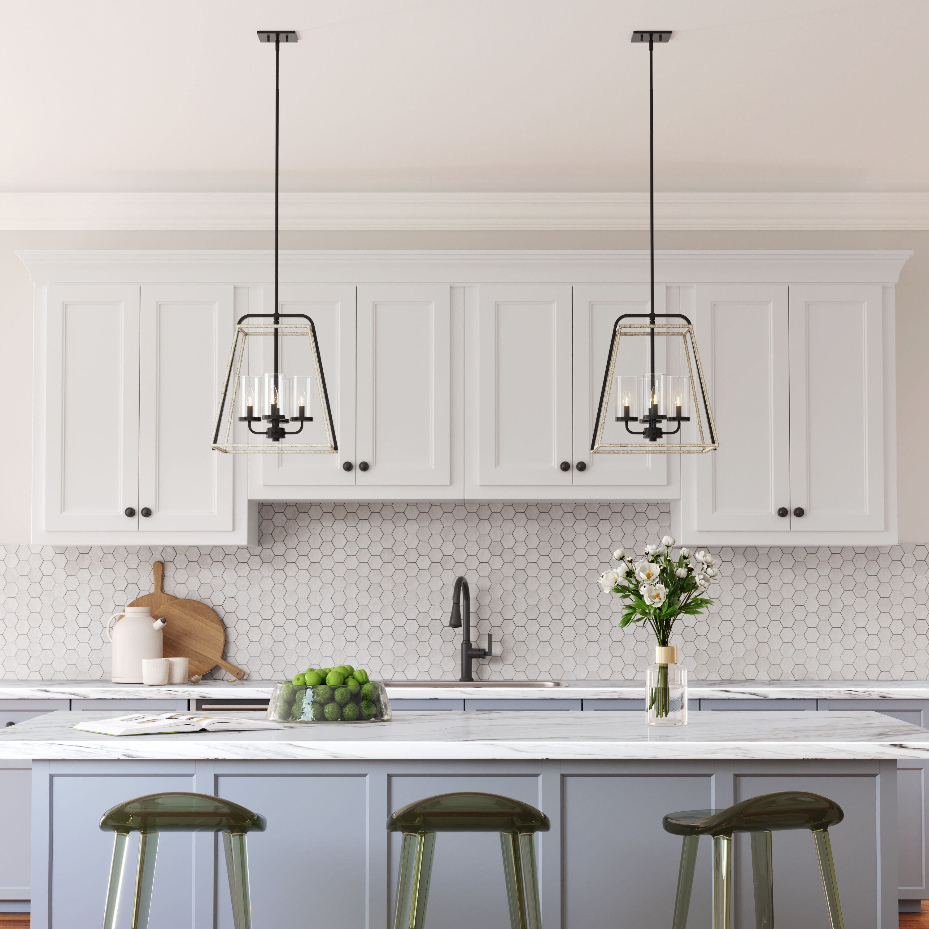 Bonnie 4 Light 15.88 inch Matte Black/Grey Wood Pendant Ceiling Light